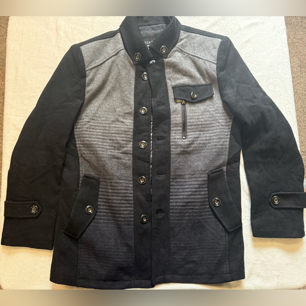 Matchstick Men's Black & Gray Gradient Wool-Blend Military Jacket